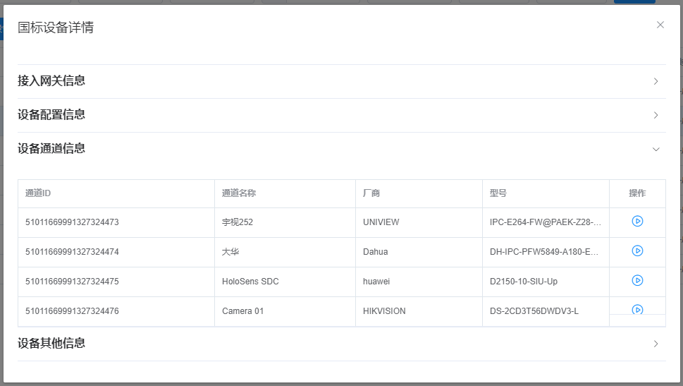 设备通道信息